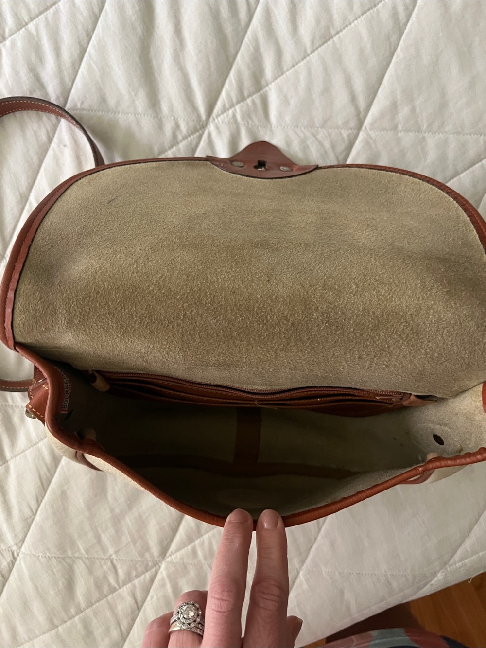 DOONEY & BOURKE Vintage 90's Cavalry Trooper Bag ivory / brown - Picture 14 of 16